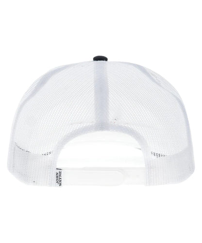 Back view of the white mesh back featuring the adjustable snapback closure, one size fits most