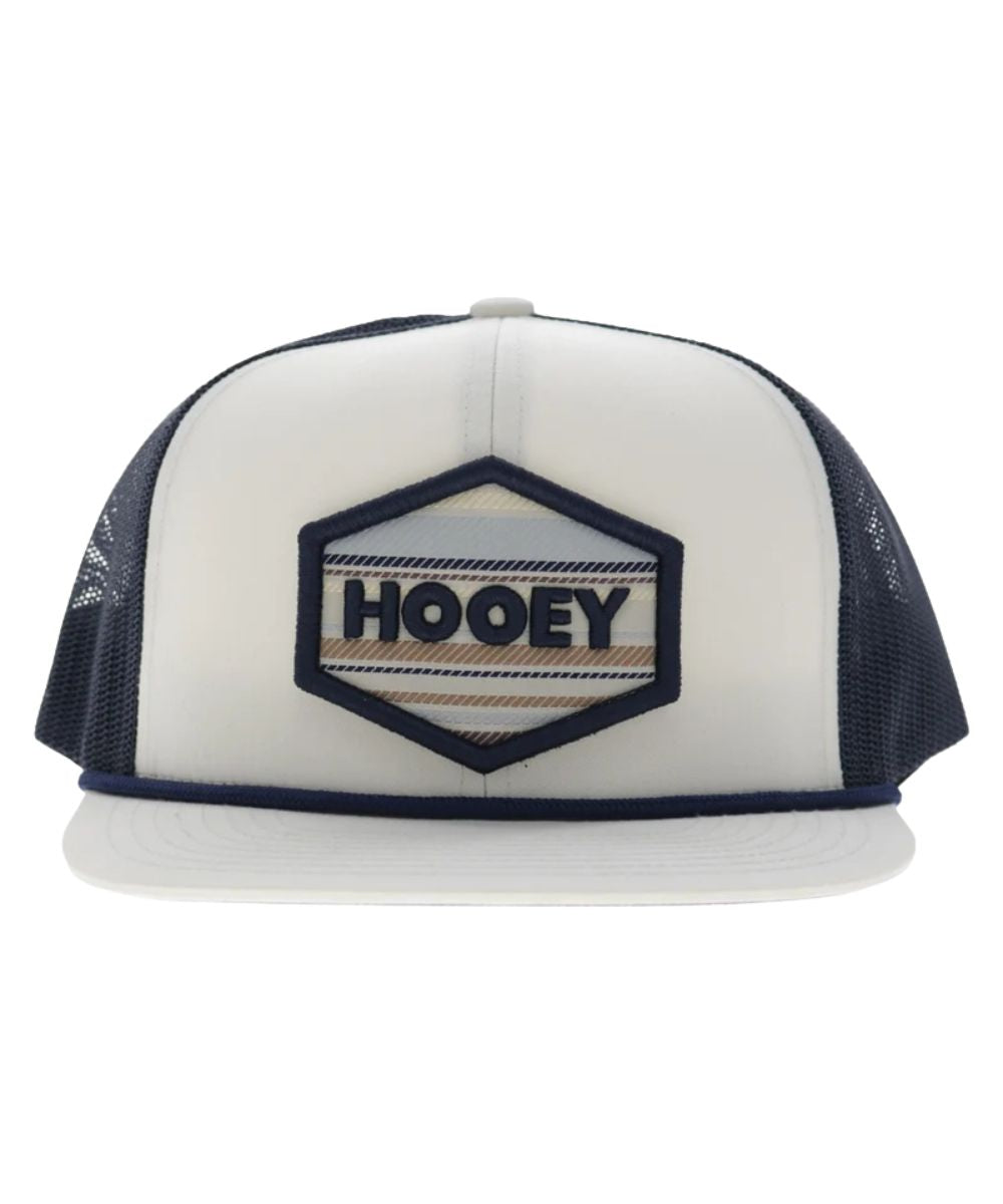 Front view of the Mesa Trucker Cap featuring the 6 panel construction and a high-profile fit