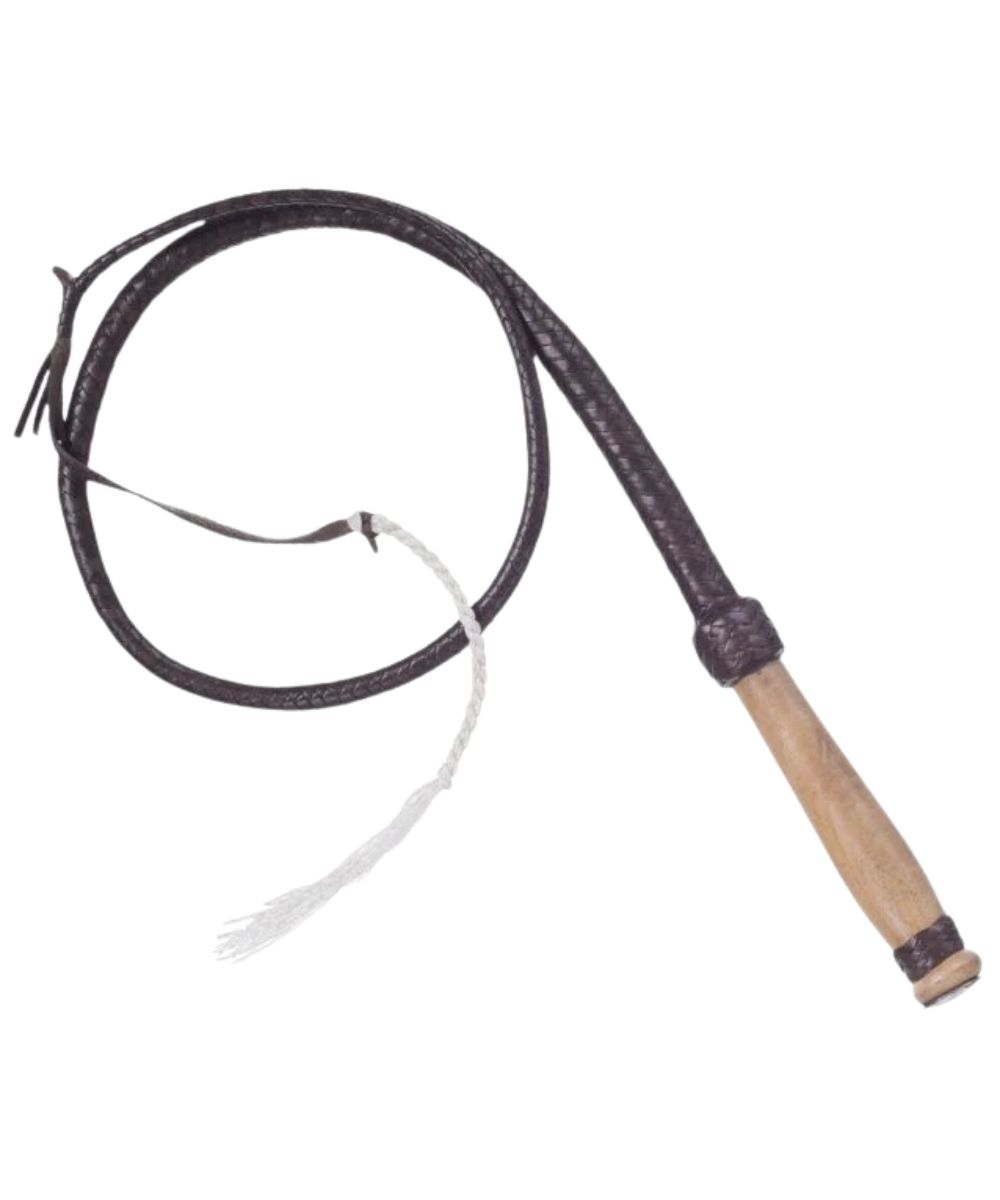 Tough1 14-Plait Braided Leather Bull Whip 4' in length