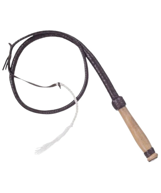Tough1 14-Plait Braided Leather Bull Whip 4' in length
