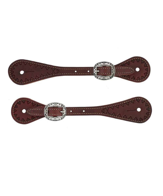 Weaver Youth Tooled Border Spur Straps