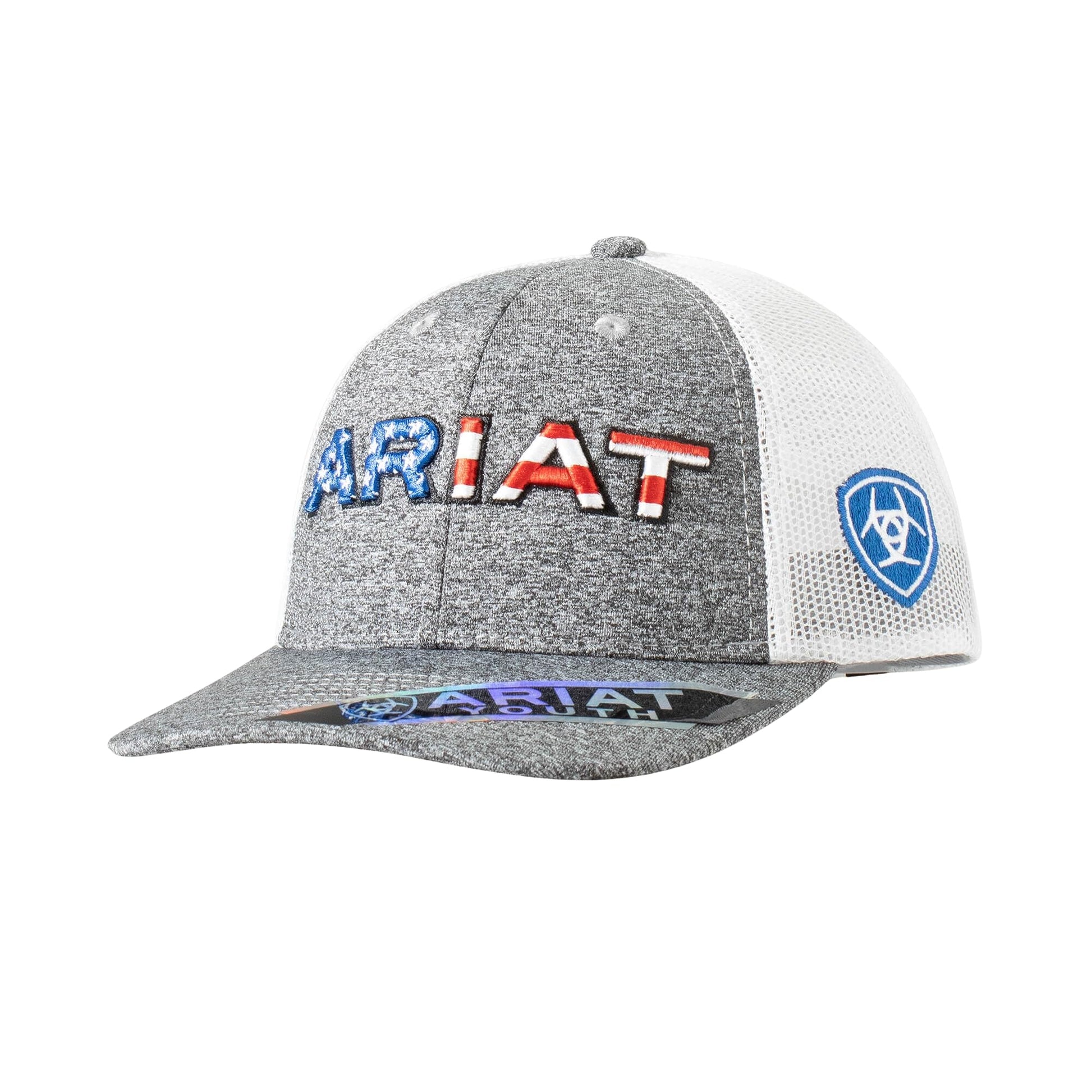 Ariat Mens Patriotic Label Logo Grey White Cap