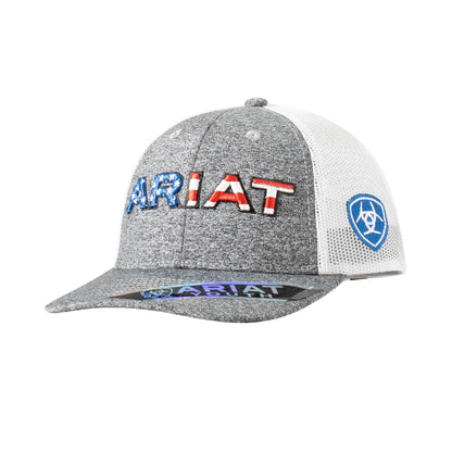 Ariat Mens Patriotic Label Logo Grey White Cap