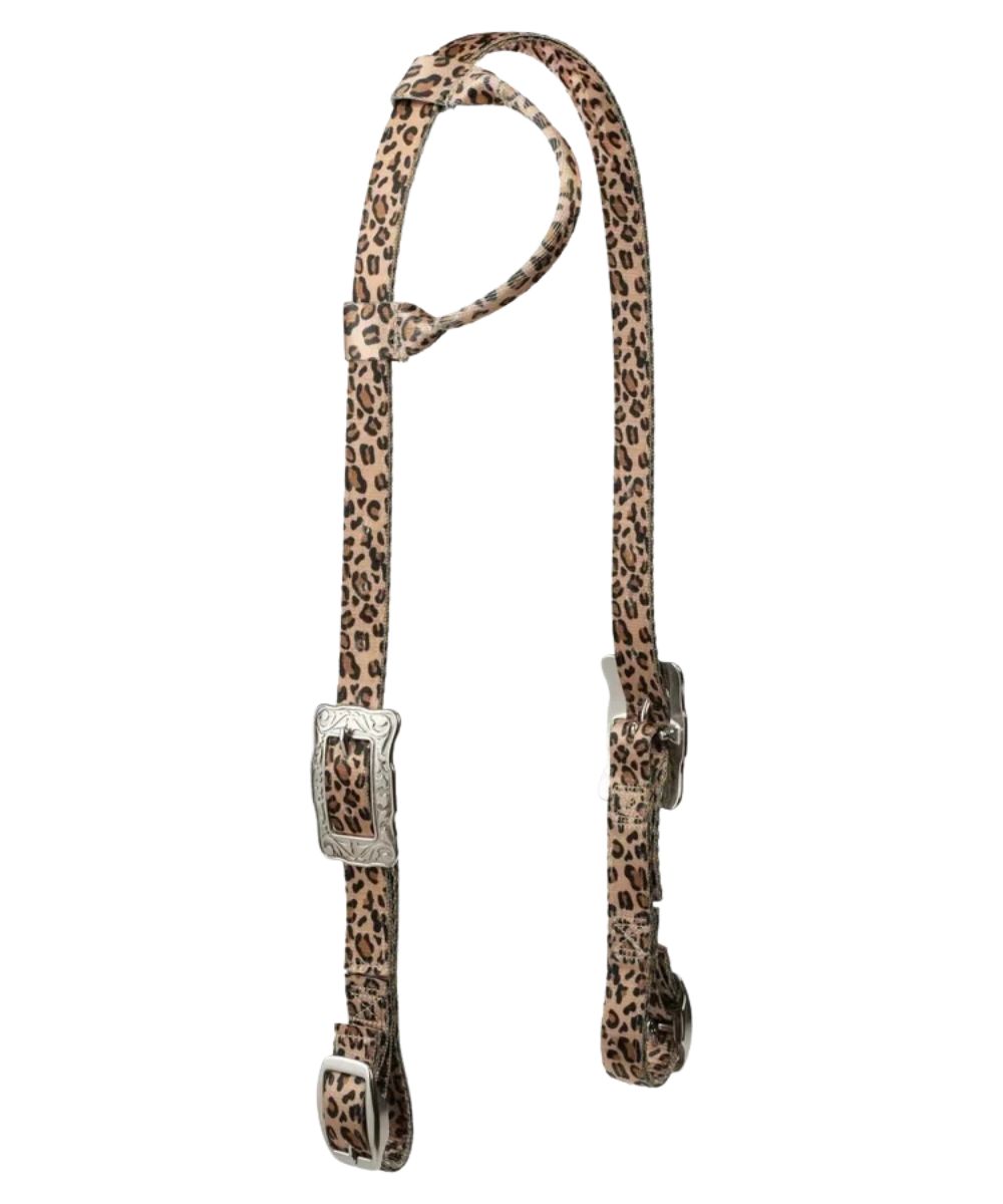 Weaver Sliding Ear Poly Headstall in leopard print