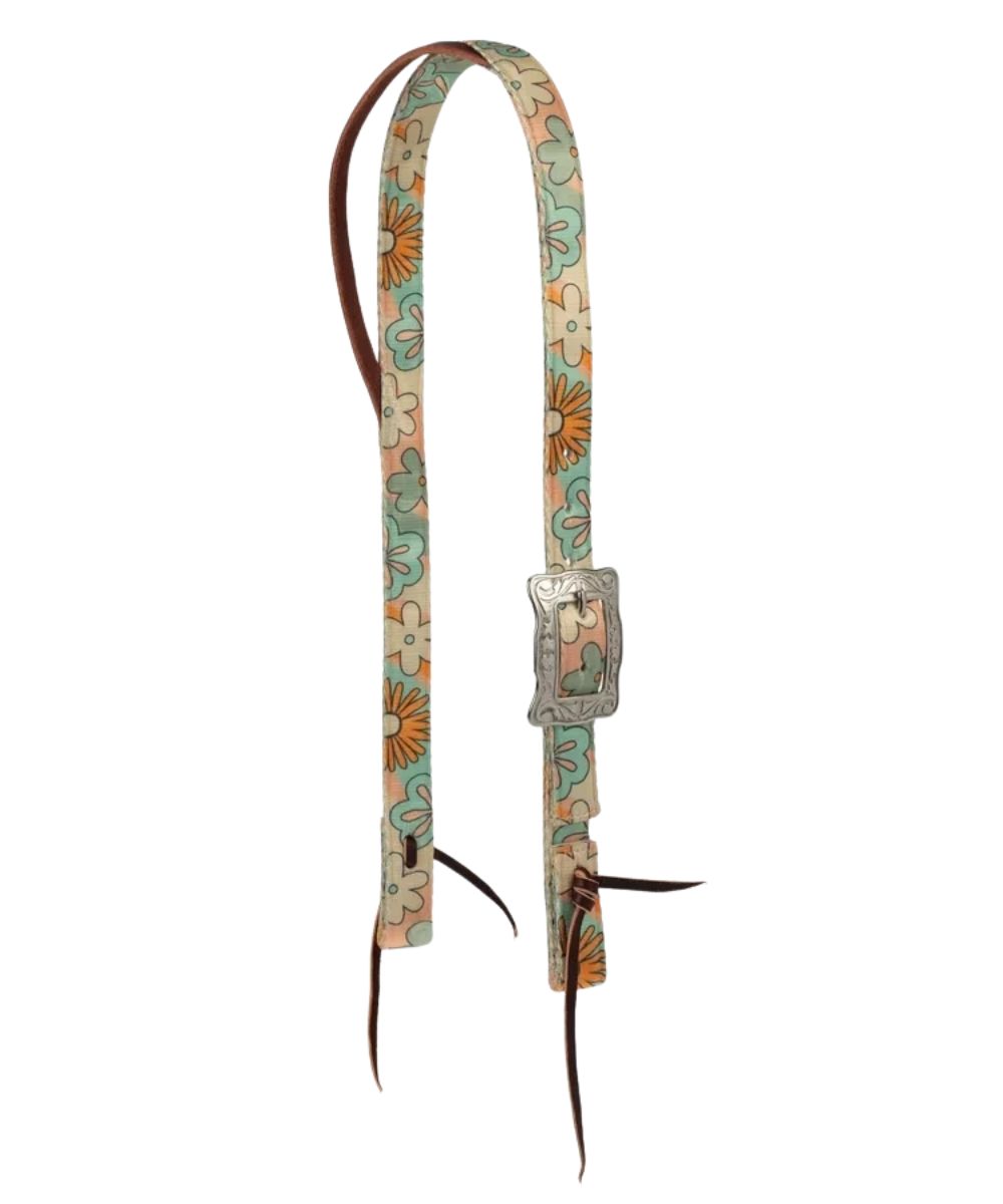 Weaver Split Ear Poly Headstall in retro flower print