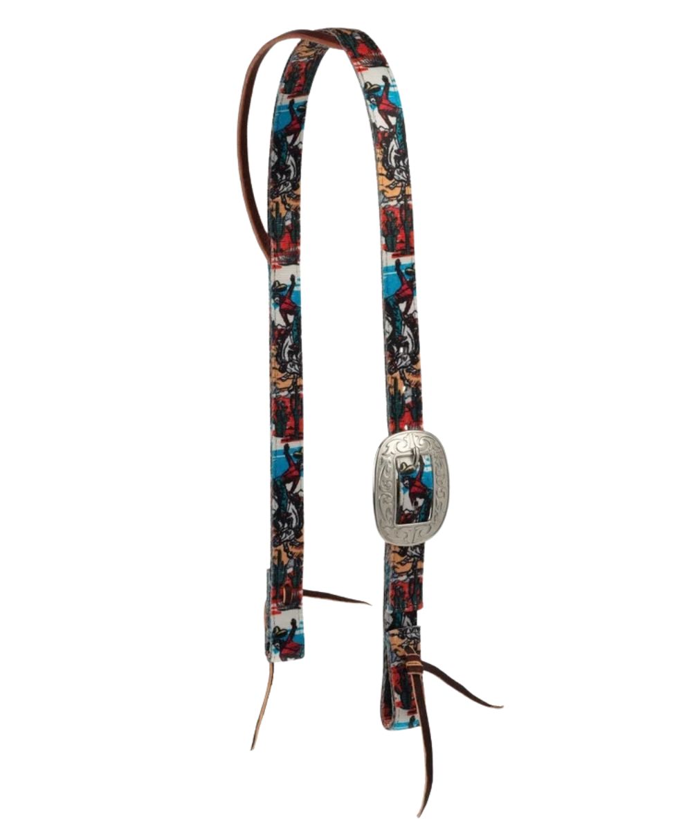Weaver Split Ear Poly Headstall in bucking bronc print