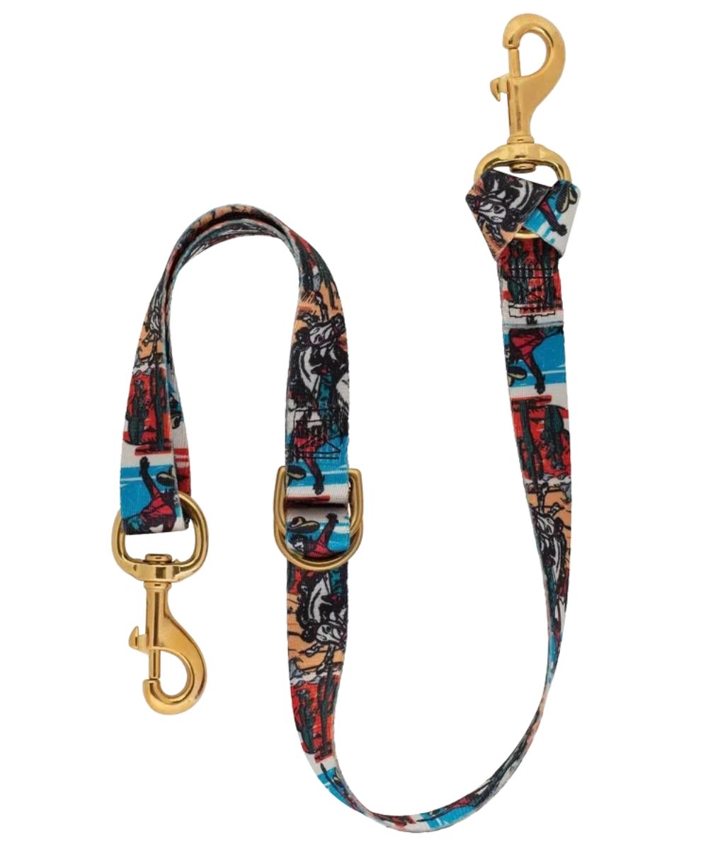 Weaver Poly Patterned Deluxe Horse Tie Down Strap in bucking bronc print