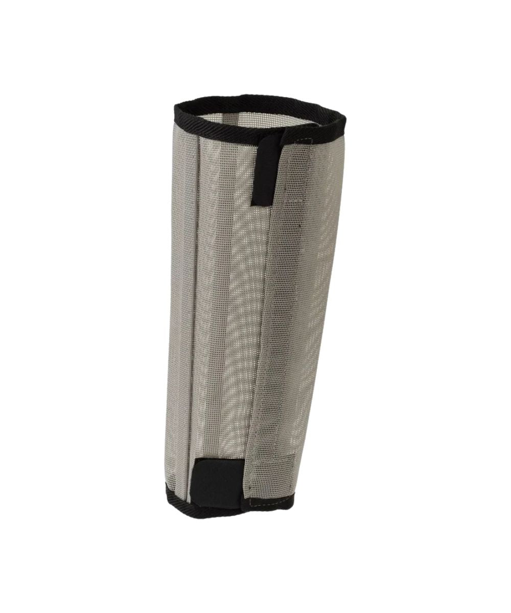 gray mesh horse boot with black trim