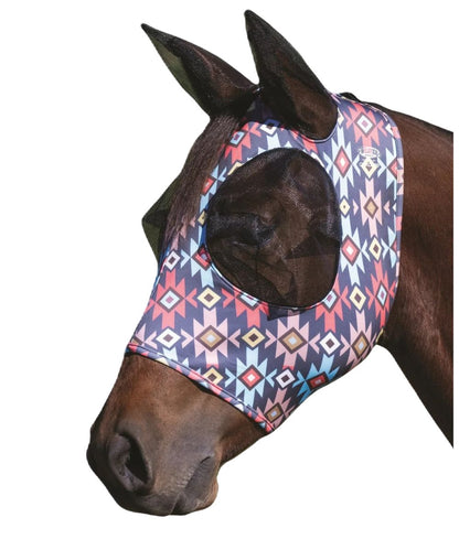 Horse model view of the Weaver equine lycra coolcore fly mask in summer nights