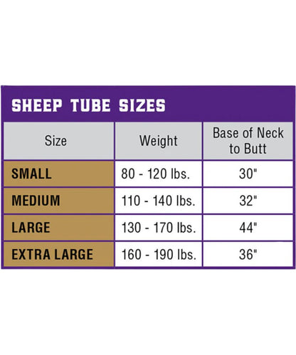 Sheep Spandex Tube Sizing Guide