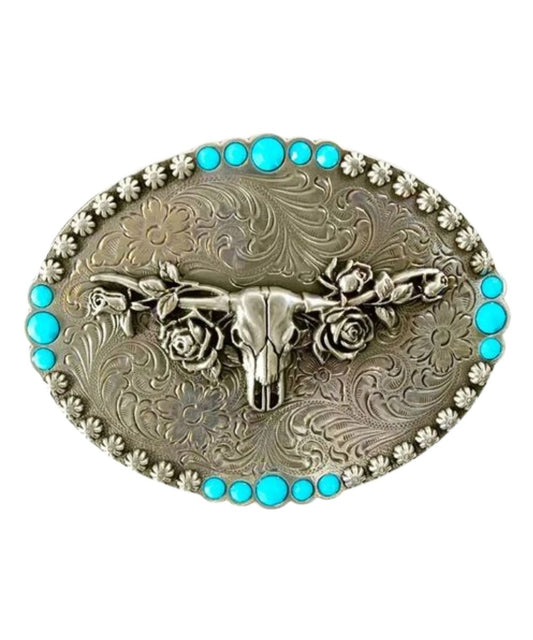 Blazin Roxx Ladies Buckle Oval Longhorn Roses