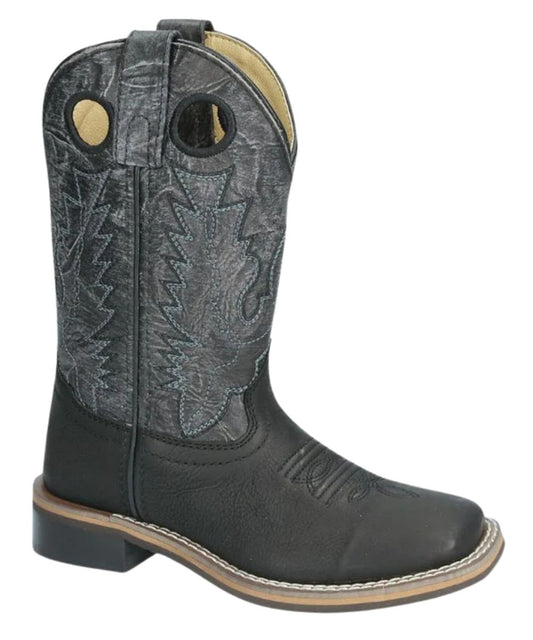 Little Kid's 8.5" Black Leather Boot With Pull Holes And Pull Tabs For An Easy On
