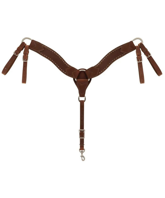 brown breast collar with deerskin buckstitching