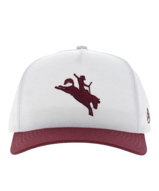 Front view of the Whit Trucker Cap featuring the 5 panel construction and high-profile fit