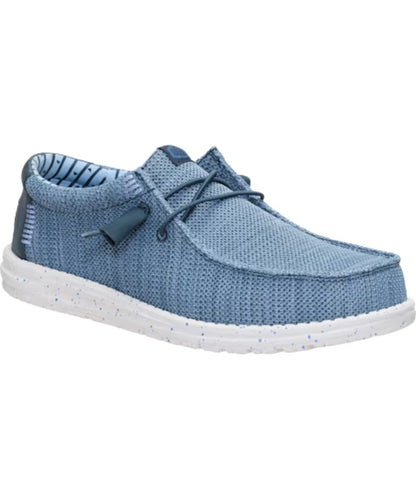Right angled view of the men's dark slate wally stretch sox shoe