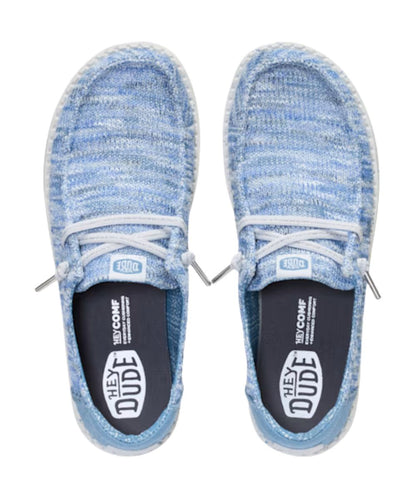 Hey Dude Women's Light Blue Wendy Knit Shimmer Shoe