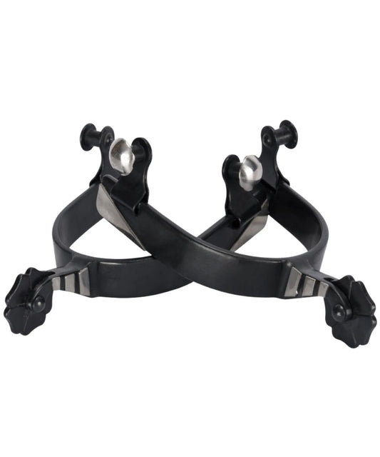 Schneiders Men's Black Steel Cloverleaf Spurs