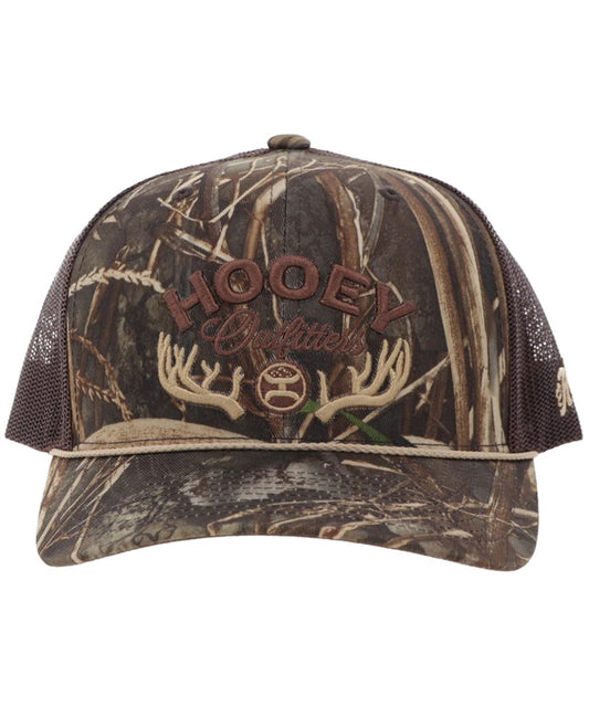 Front view of the Outfitters Hooey Cap featuring the 5 panel construction and mid-profile fit