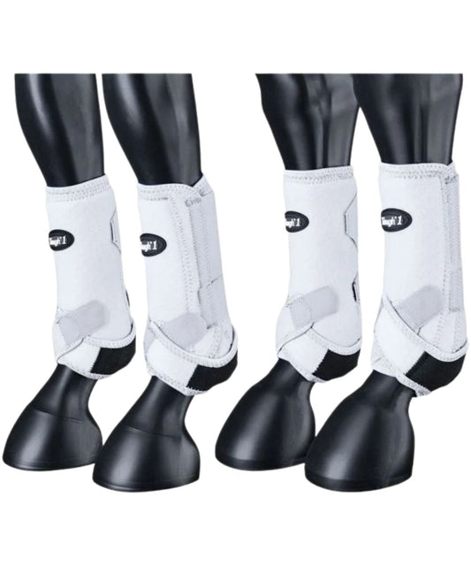 Tough1 Max Sport Boots For Horses With Cooltex Lining Full Set in white