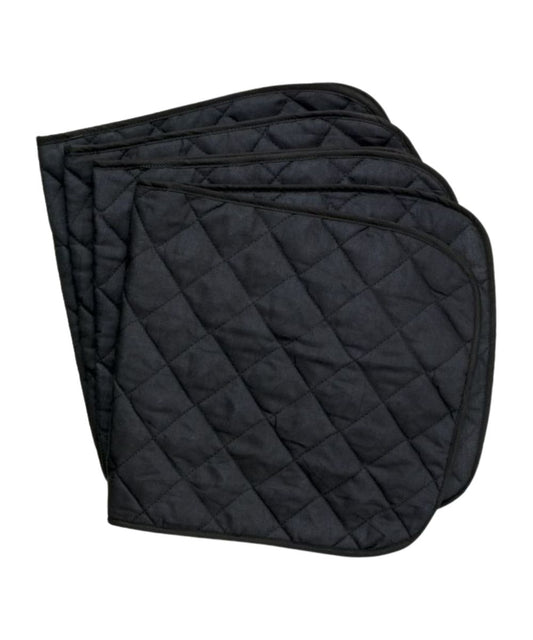 Tough1 Black Quilted Leg Wraps used in place of sheet cotton, machine washable, set of 4, reusable leg wraps retain liquid medication