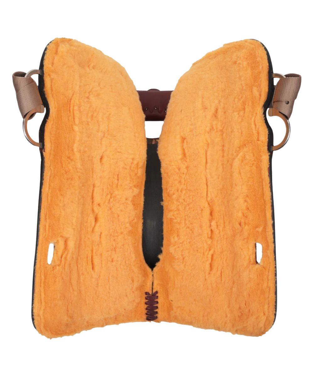 Bottom view of the trail saddle featuring the yellow fleece lining
