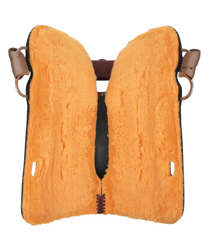 Bottom view of the trail saddle featuring the yellow fleece lining
