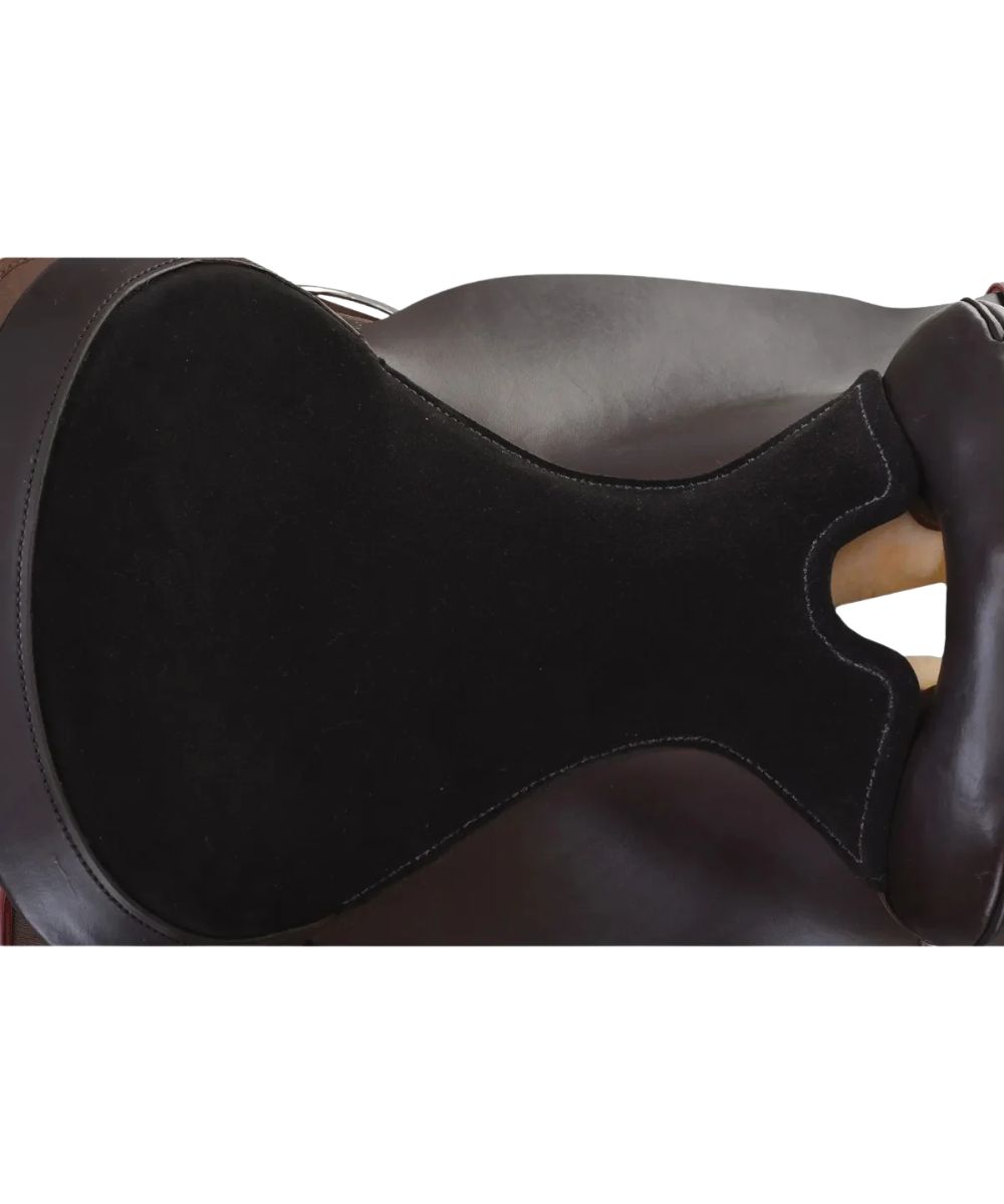 Close-up view of the black double padded grainout 16" seat