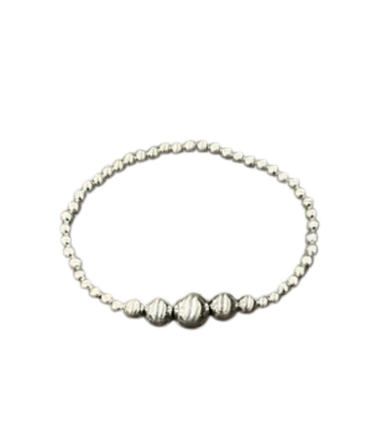 Women's Silver-Toned Cluster Beaded Stretch Bracelet