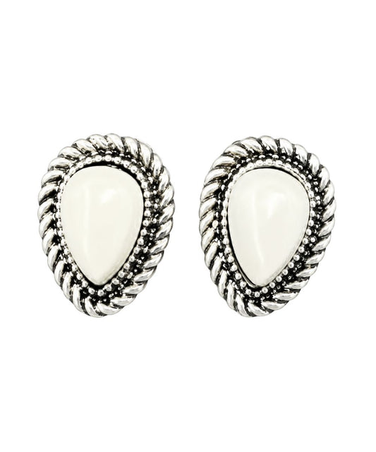 Women's White Turquoise Stone Post Earrings