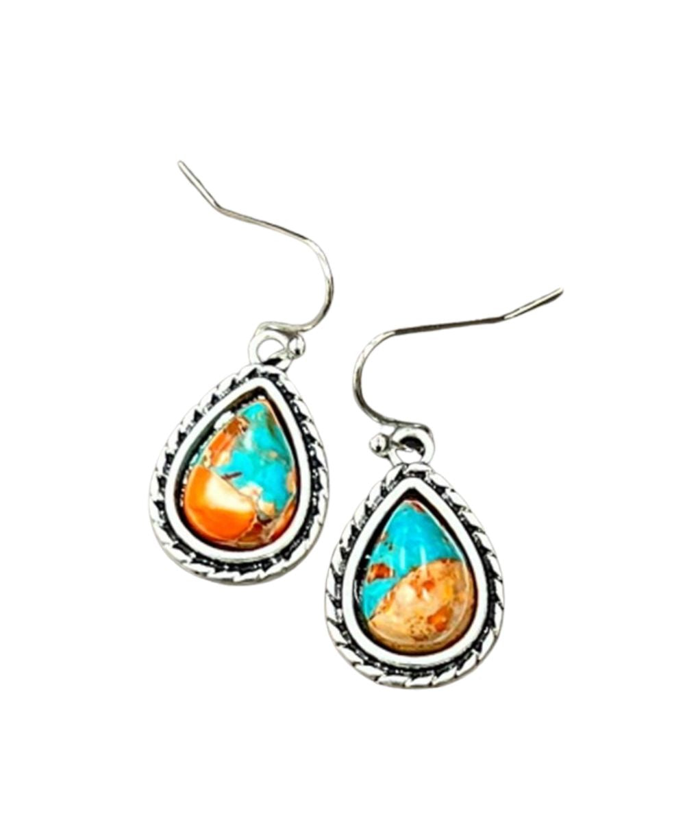 Isac Trading Women's Drop Gemstone Earrings