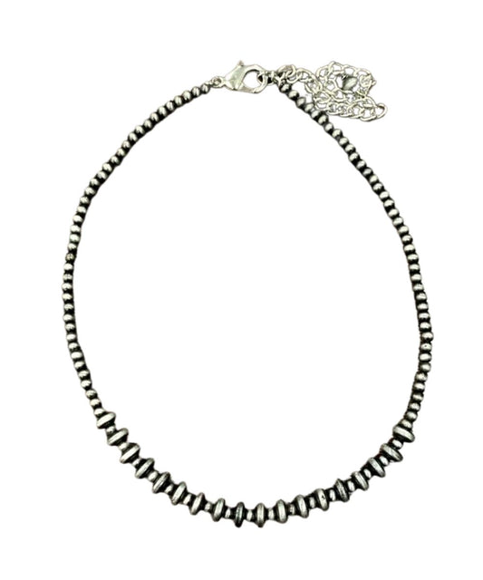 4mm Handmade Round Beads And 8mm Rondelle Navajo Beaded Necklace With A 5" Extender