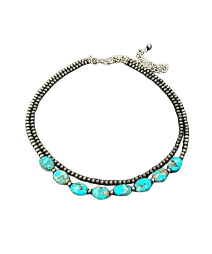 Flat view of the women's western necklace that is 15" long with a 5" extender
