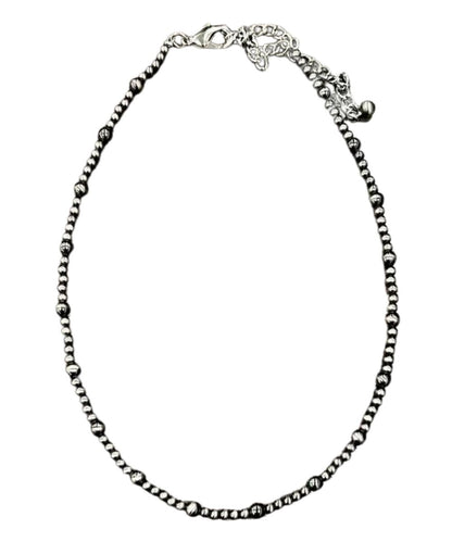 Flat view of the women's silver navajo style western necklace featuring the 16" length with a 5" extender