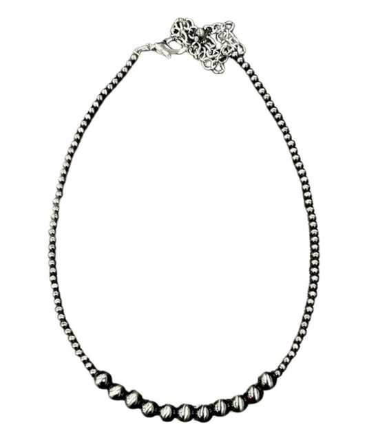 4mm And 8mm Navajo Polished Beaded Necklace With A 5" Extender