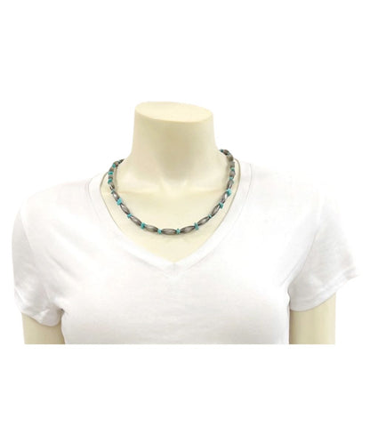 Isac Trading Women's Silver And Turquoise Tone Western Necklace