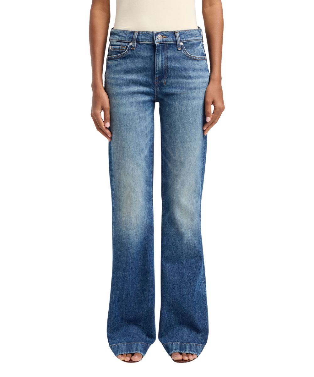 Front view of the Women's Blue Core Mid Rise Flare Trouser Jean