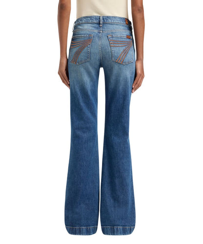 Back view of the Women's Blue Core Flare Trouser Jean In A 34" Inseam