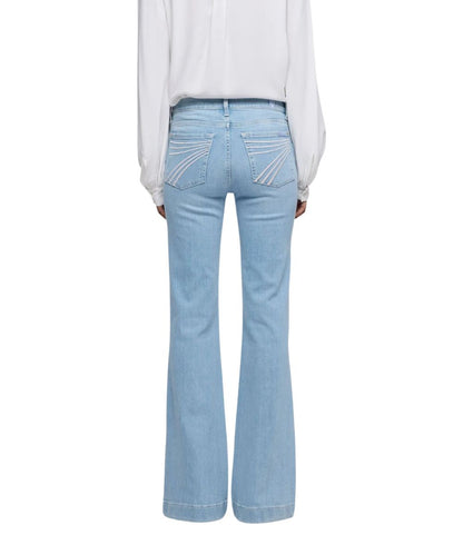 7 For All Mankind Women's Indigo Bloom Dojo Flare Jean