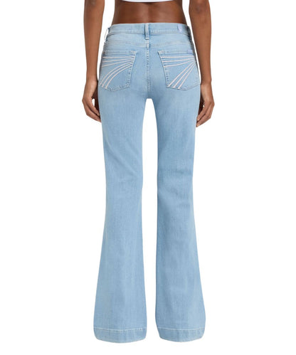 7 For All Mankind Women's Indigo Bloom Dojo Flare Jean
