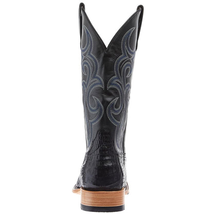 Horse Power Mens Top Hand Black Caiman 13in Black Pull Up Top Western Boots
