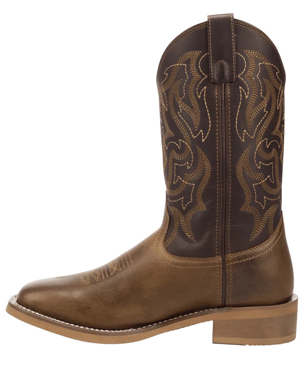 Left side view of the men's 11" western boot featuring leather pull tabs for an easy on