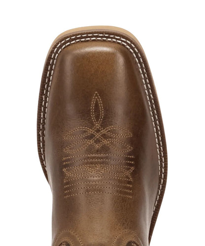 Close-up view of the broad square toe
