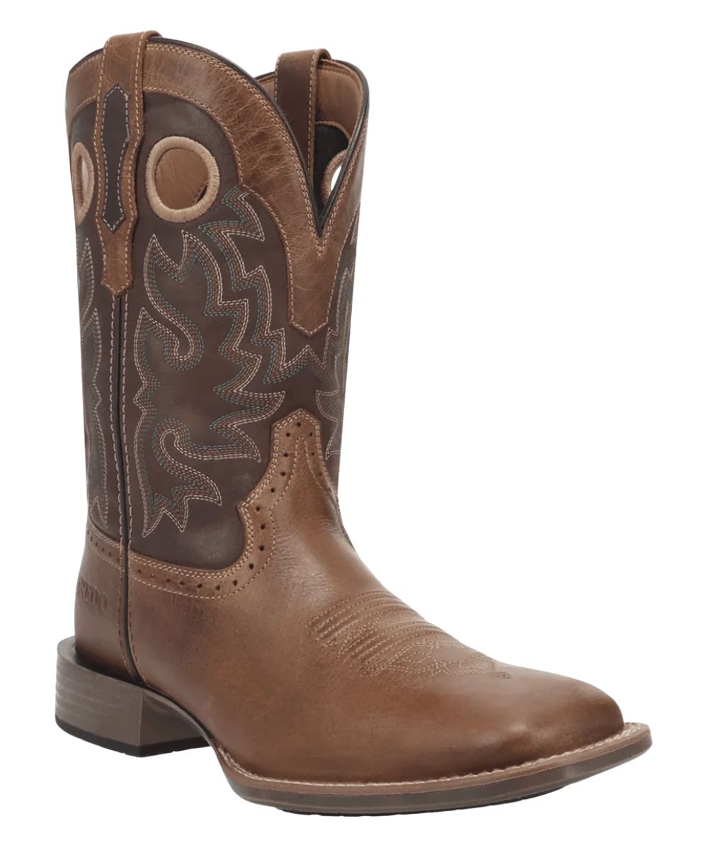 Right angled view of the men's Laredo Norsetter Leather Boot in tan and brown 