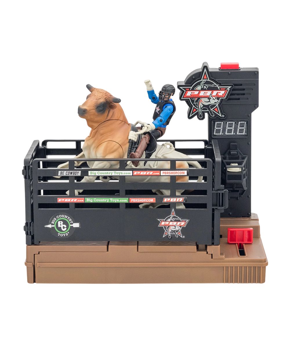 Side view of the PBR Bucking Bull & Rider Playset 