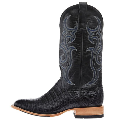 Horse Power Mens Top Hand Black Caiman 13in Black Pull Up Top Western Boots