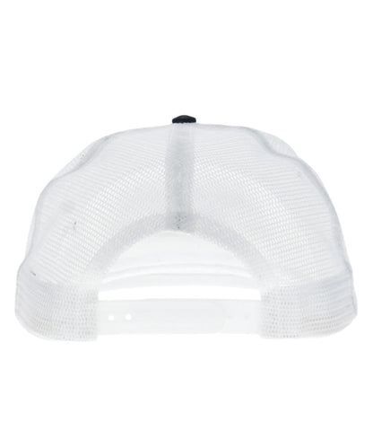 Back view of the white mesh back featuring the adjustable snapback closure, one size fits most