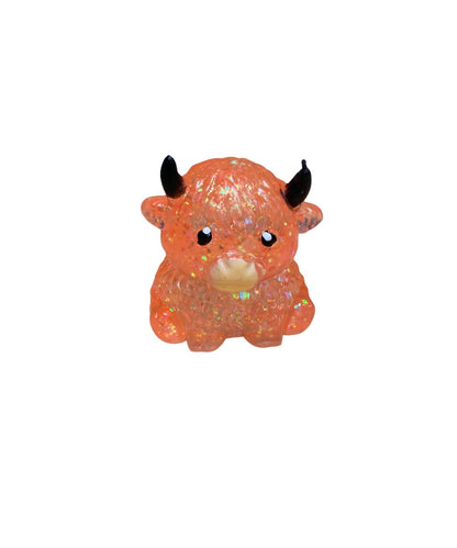 orange glitter highland cow toy
