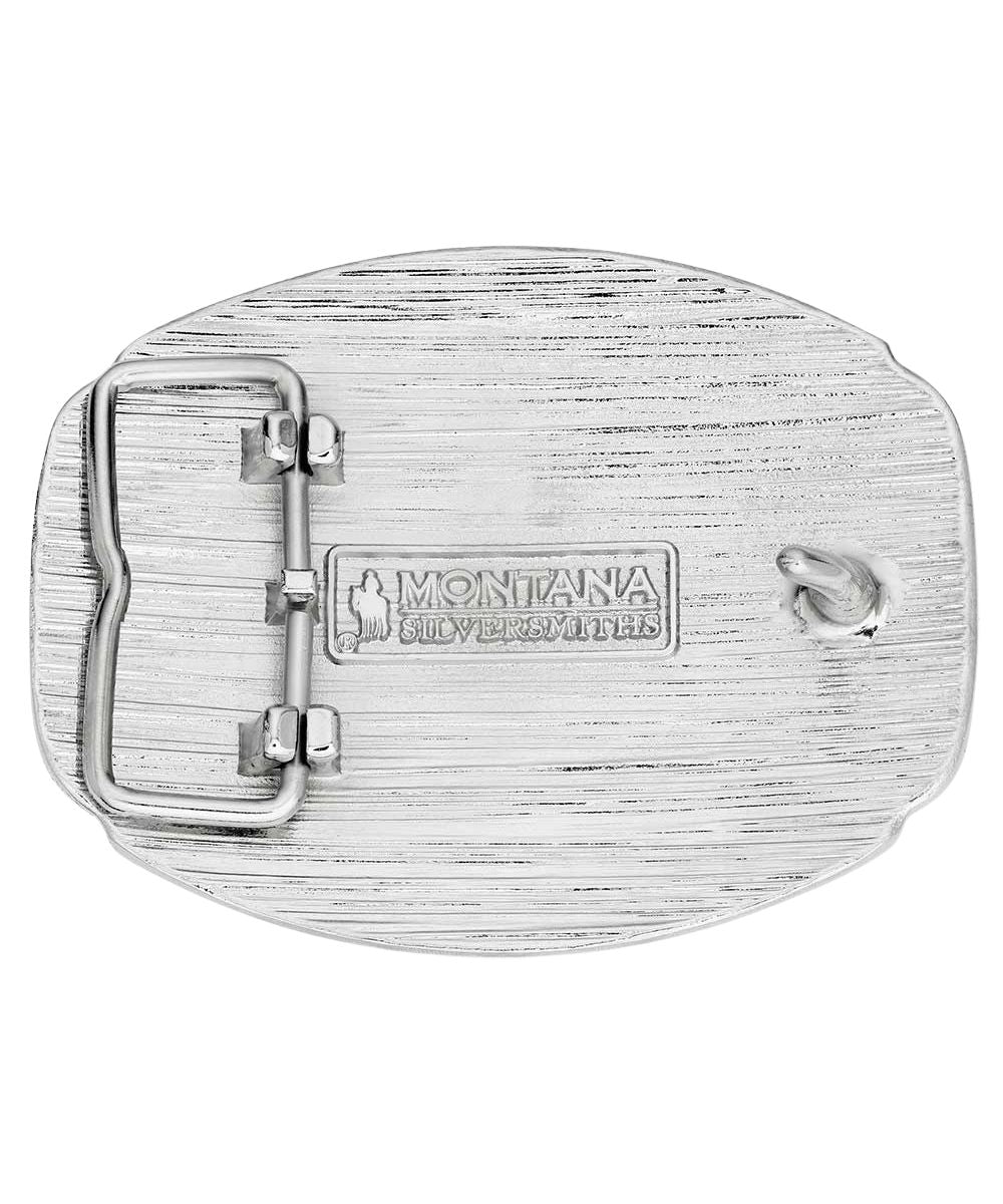 Back view of the western initial buckle featuring the standard 1.5" swivel and logo engraving