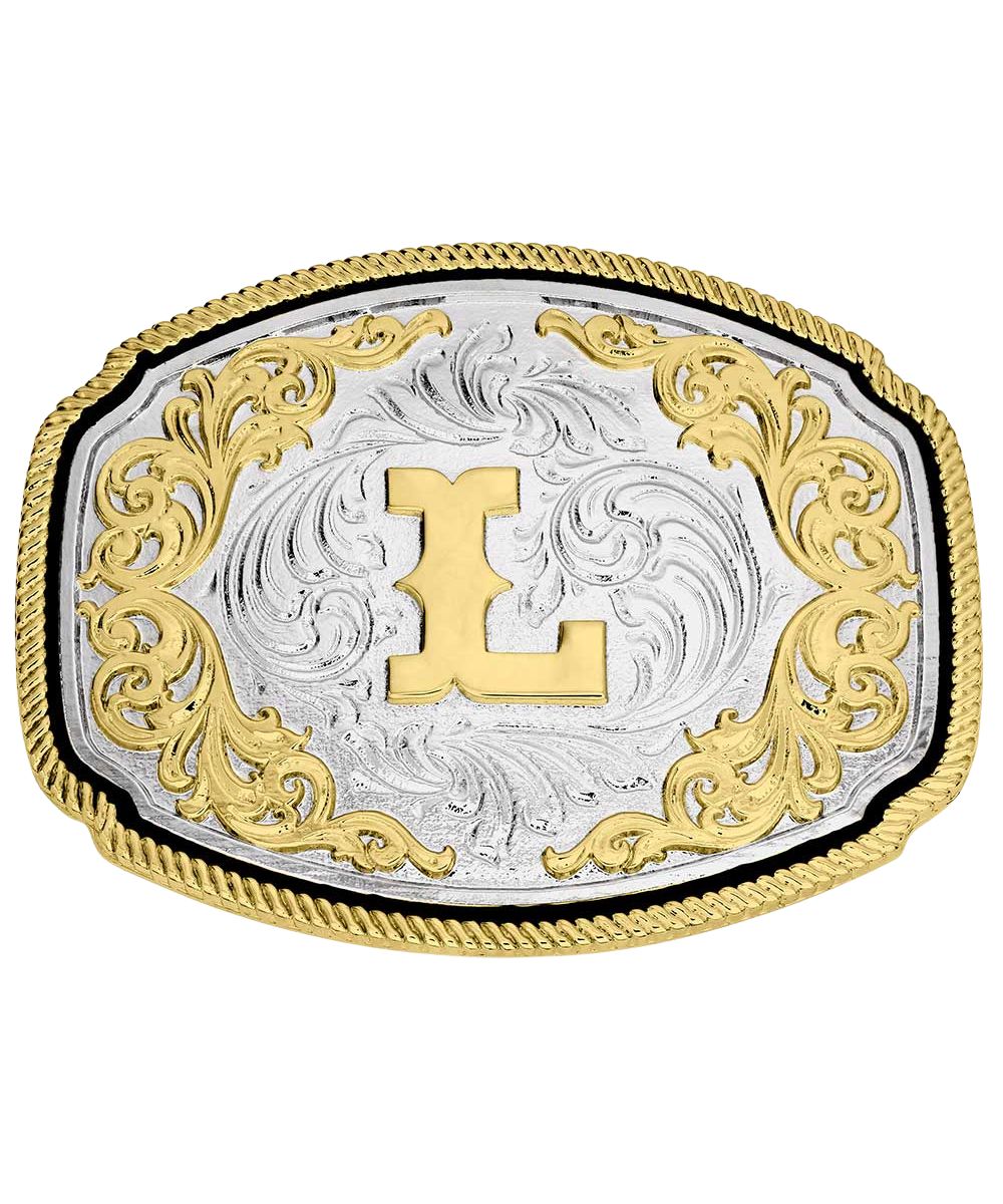 Front view of the L western initial buckle