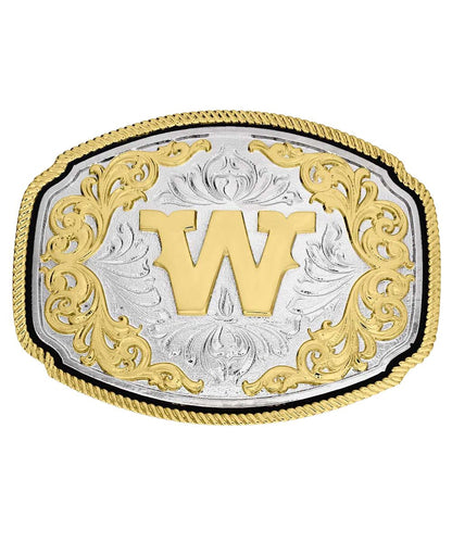 Front view of the W western initial buckle